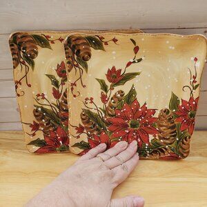 Ceramic Pinecone Poinsettia Serving Platters Holly Jolly Tabletops Lifestyles